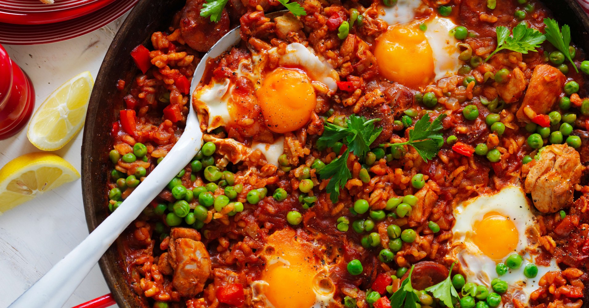 Baked Paella-Style Rice with Eggs Recipe | myfoodbook